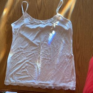 white tang top with lace